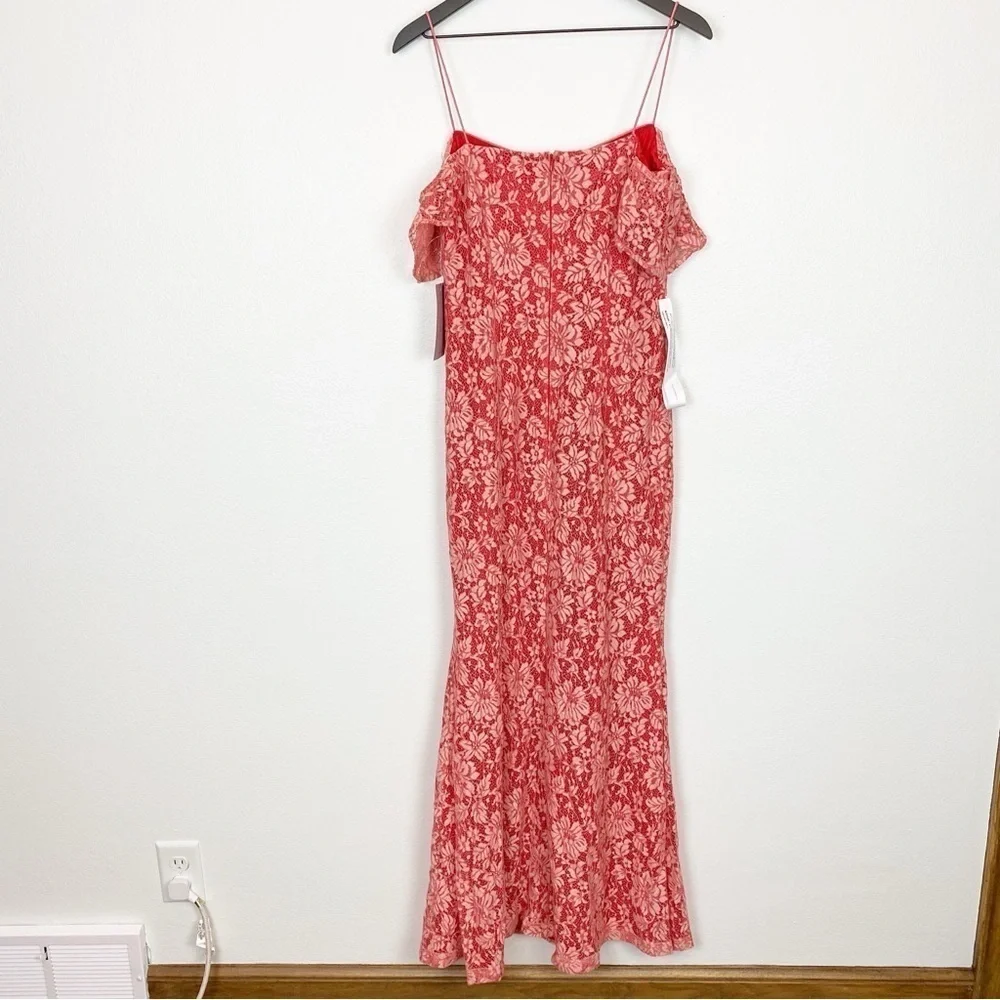 JS Collections Meloday Bow Mermaid Lace Gown in Poppy Red Rosette 8617384 - Picture 6 of 8